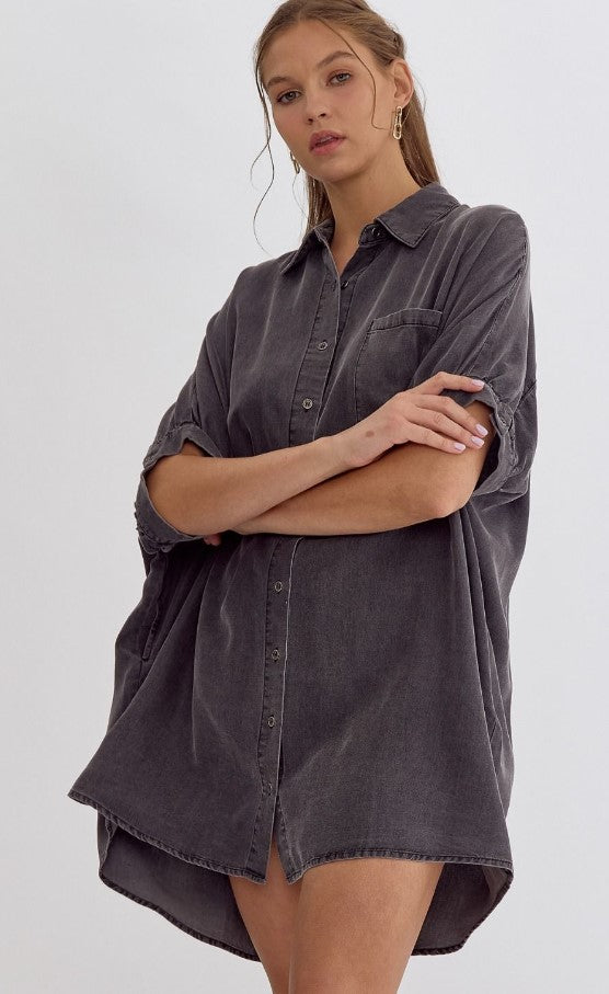 NEW ~ Entro Soft Lightweight "Denim" Mini Dress ~ Vintage Black! Boutique de Lanie Gabrielle NEW ~ Entro Soft Lightweight "Denim" Mini Dress ~ Vintage Black! Boutique de Lanie Gabrielle