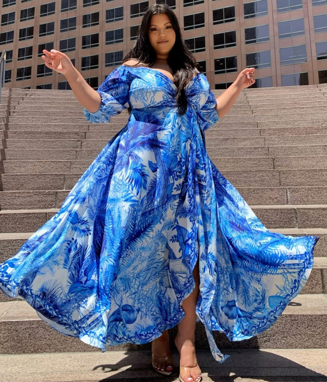 knee length dresses for ladies L'atiste by Amy Wild Print Dress 2X / Animal main image 1
