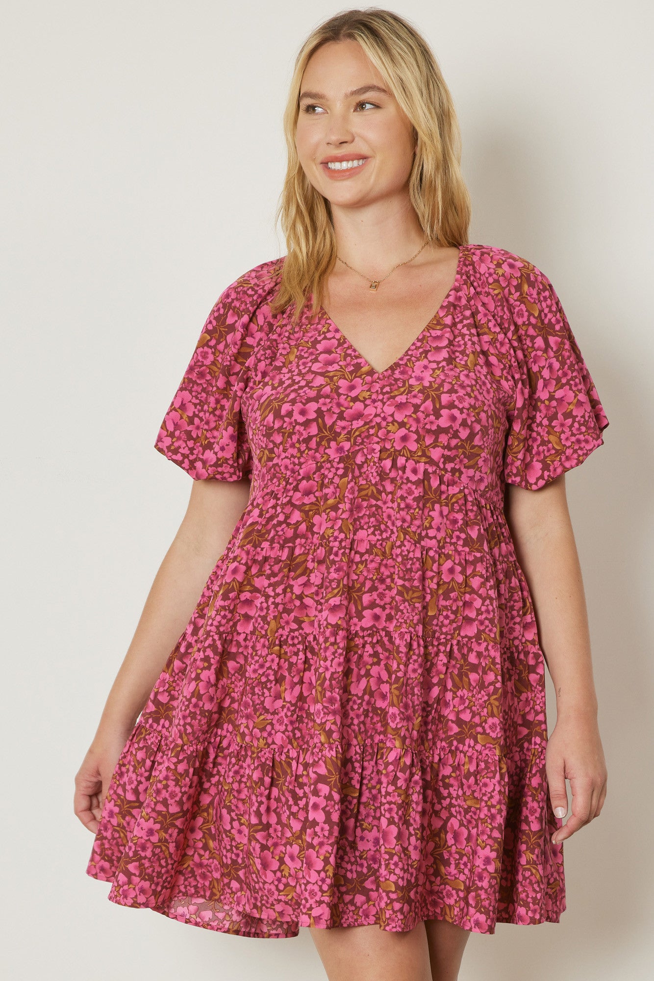 Entro Short Dress ~ Pink ~ Burgundy ~ Mustard ~ CURVY! 1x