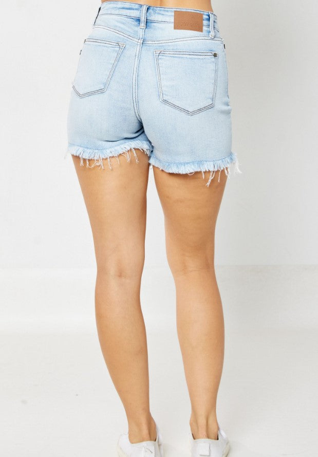 Judy Blue High Waist Light Wash Hem Cut Off Shorts - Style 15250 ~ Also Avail in XL!