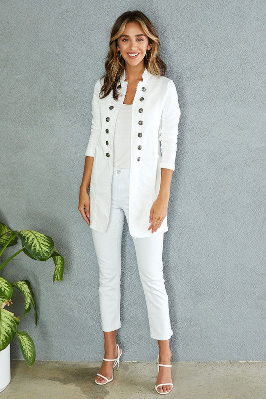 RESTOCKED!  Venti6 Sgt Pepper Military Style Long Jacket ~ White