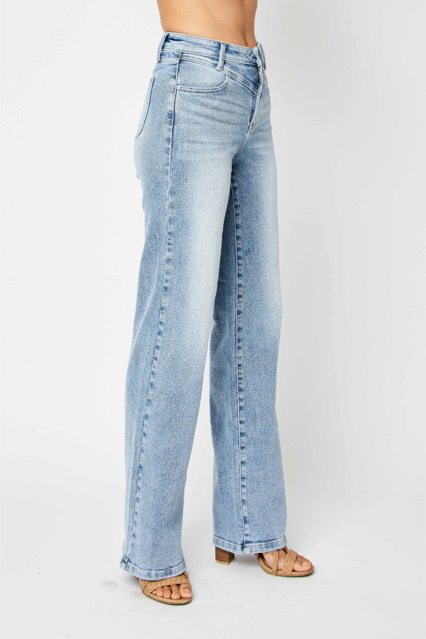 Judy Blue High Waist Front Yoke Retro Wide Leg Jeans- Available in Sizes 3-15 ~ Style 88673