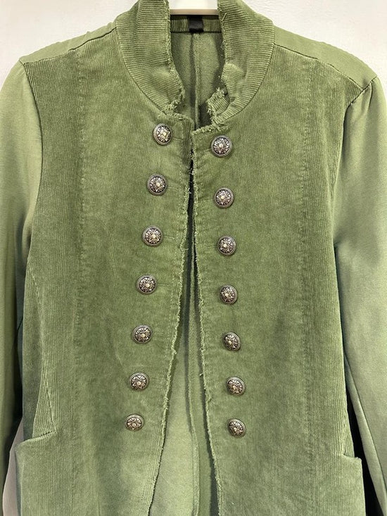 Venti6 Corduroy Long Sgt Pepper Army Style Jacket - Army Green!
