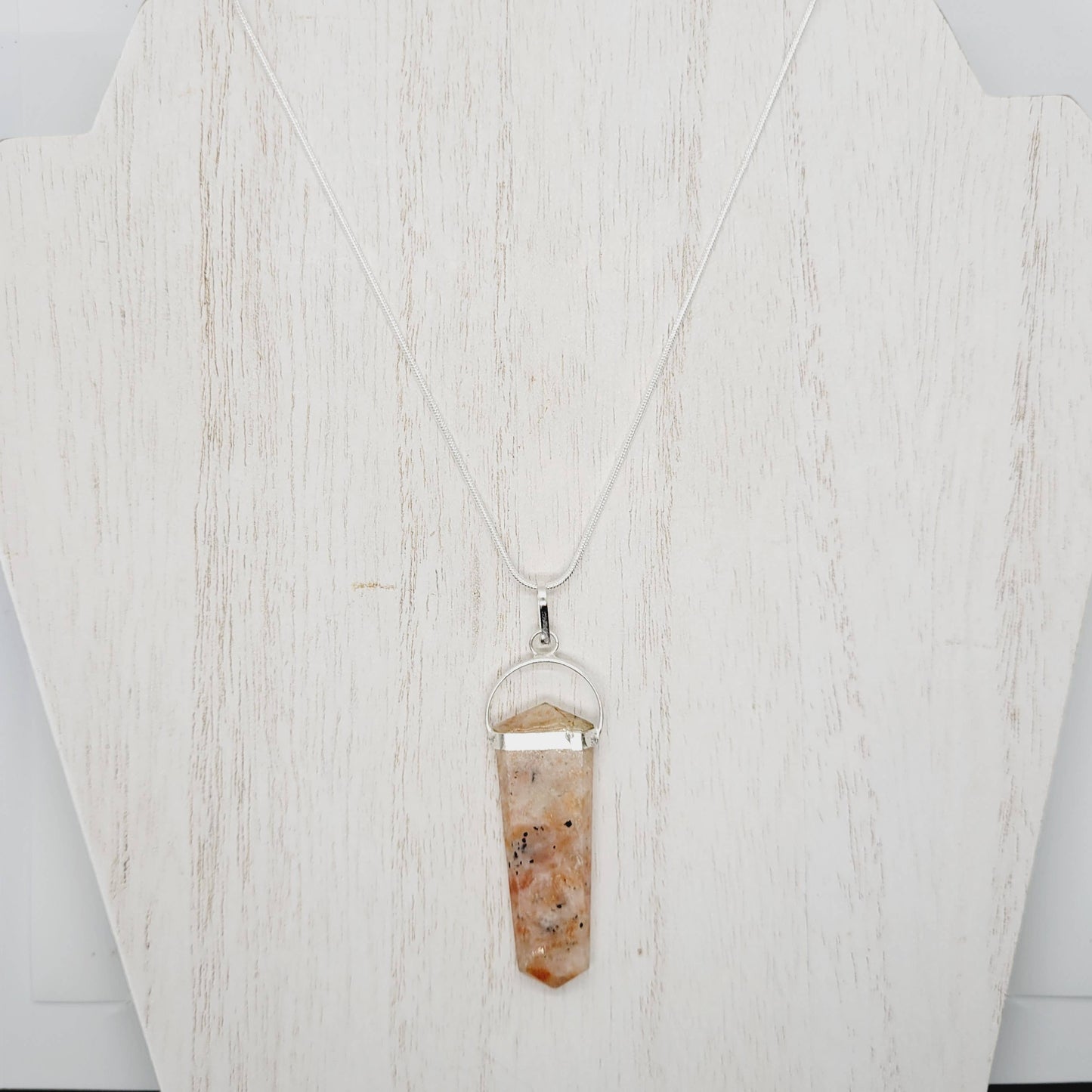 NEW ~ Sunstone Crystal Stone Point Necklace ~ HANDMADE!