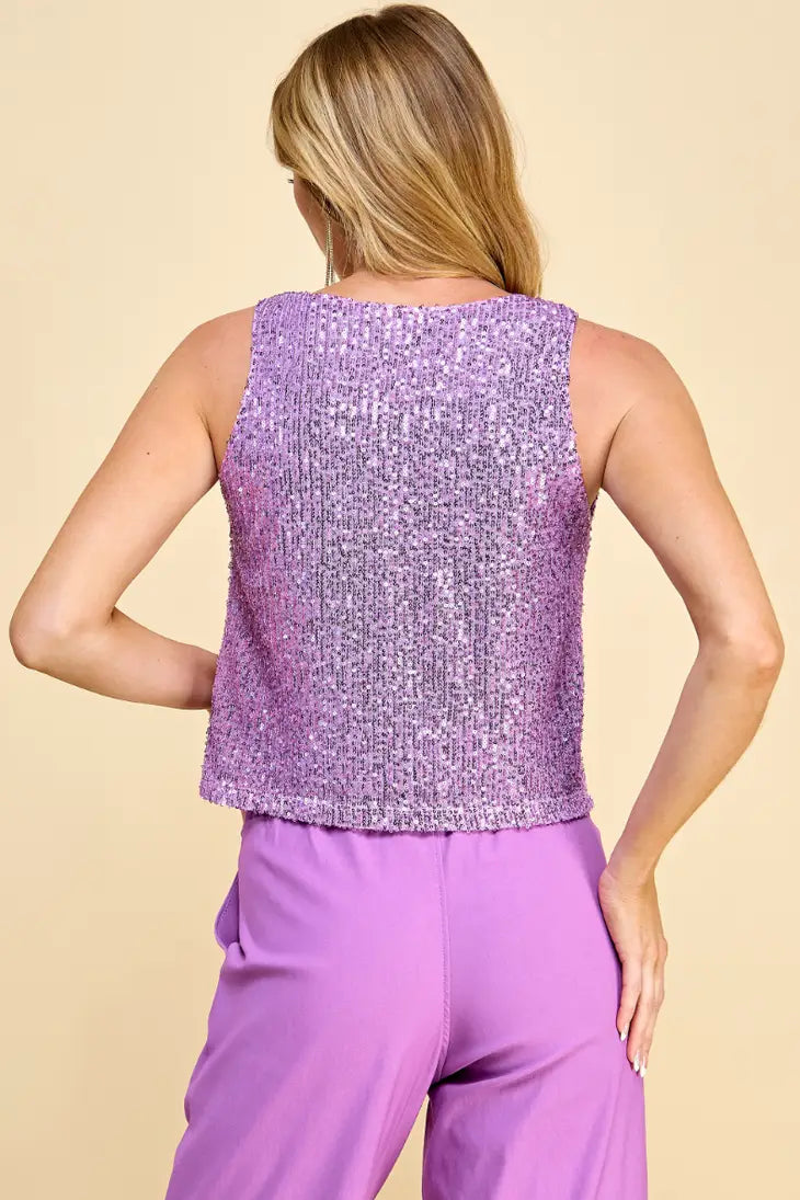 If She Loves Shining Star Sequin Top in LAVENDER!