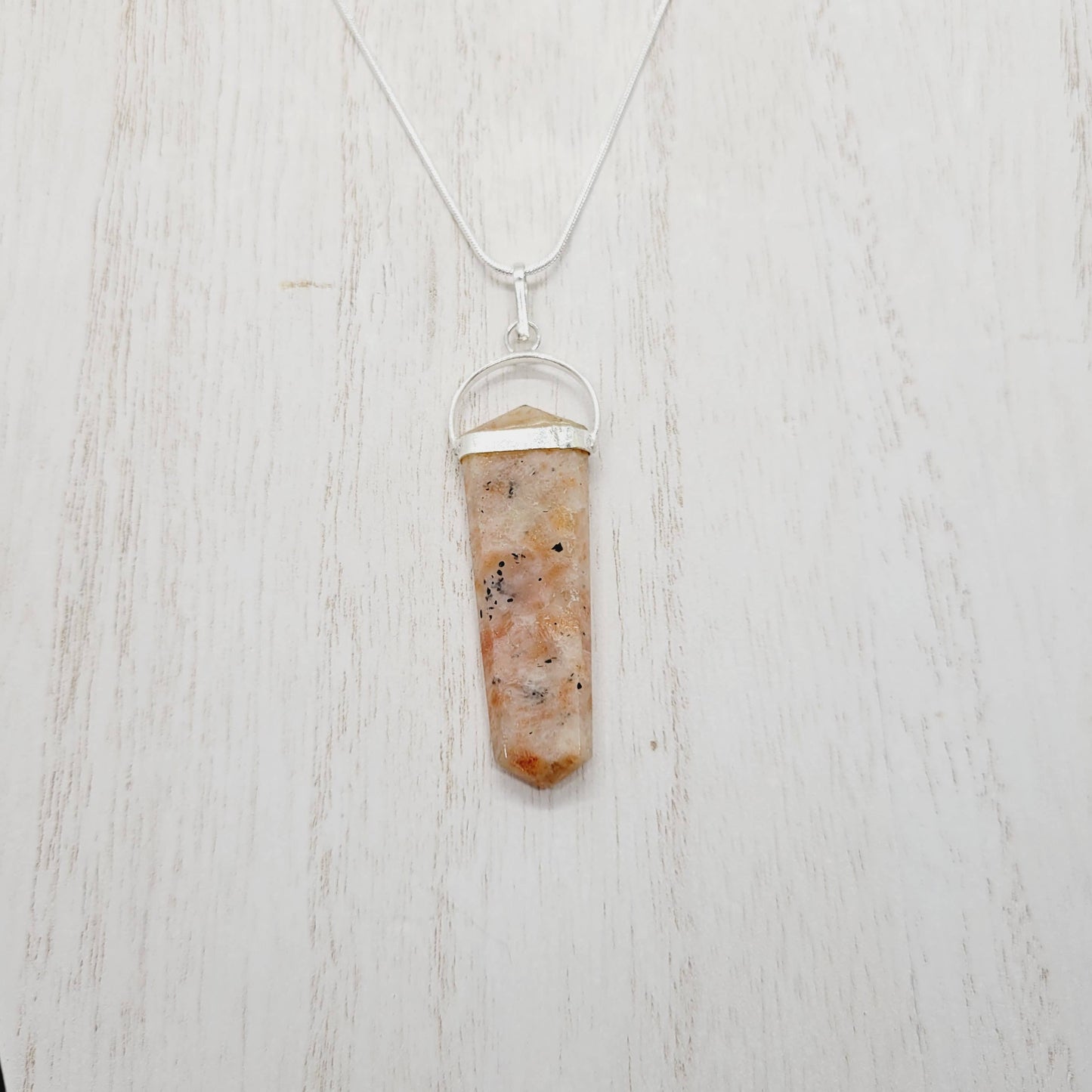 NEW ~ Sunstone Crystal Stone Point Necklace ~ HANDMADE!