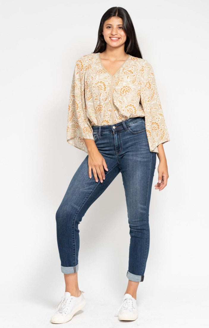 Judy Blue ~ Mid Rise Cuffed Slim Fit Dark Rinse Jeans - Style 82428~ Available in Sizes 3-24W!