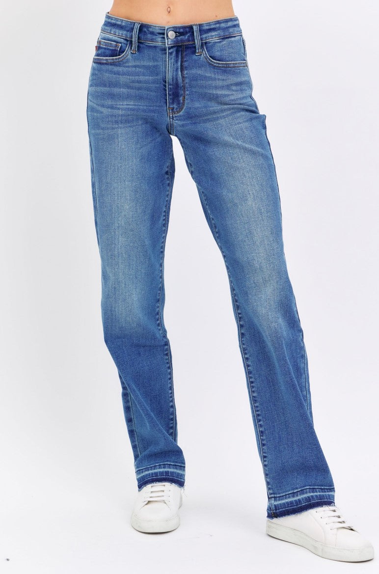 Judy Blue ~Medium Rinse ~ Mid Rise Dad Jean with Release Hem ~ Style 82465 ~ Available in Sizes 3-15!