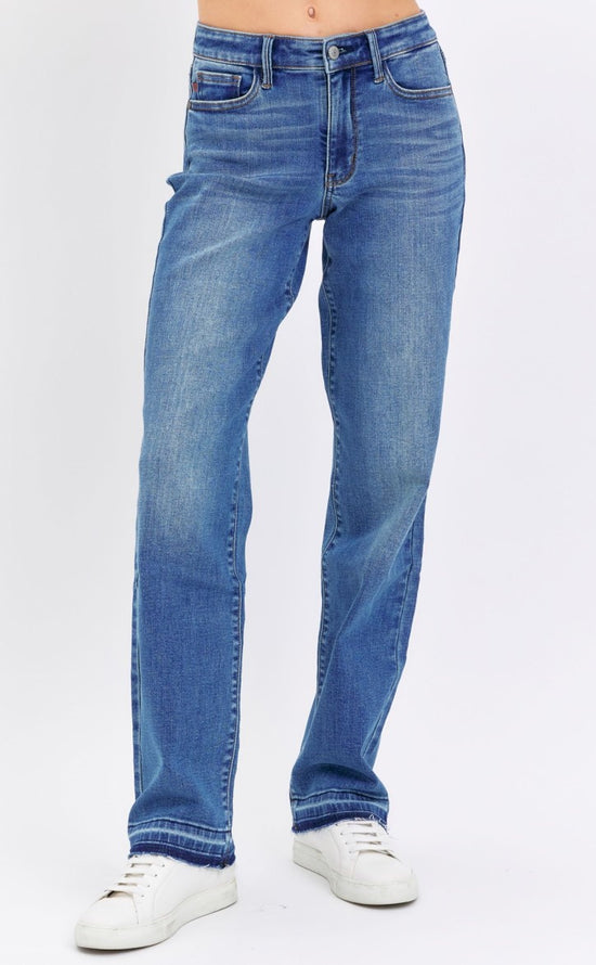 Judy Blue ~Medium Rinse ~ Mid Rise Dad Jean with Release Hem ~ Style 82465 ~ Available in Sizes 3-15!