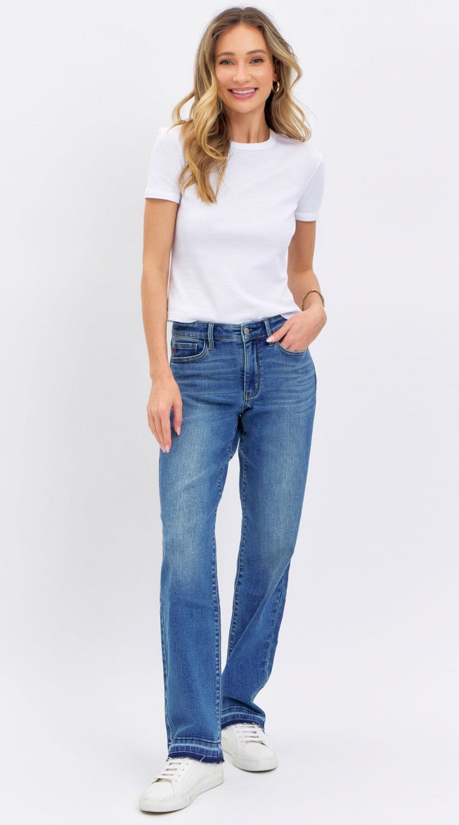 Judy Blue ~Medium Rinse ~ Mid Rise Dad Jean with Release Hem ~ Style 82465 ~ Available in Sizes 3-15!