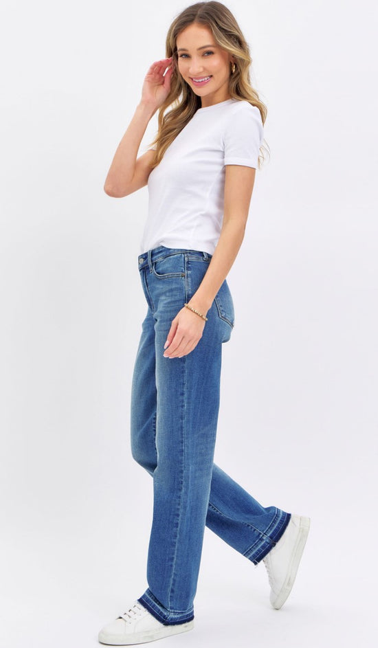 Judy Blue ~Medium Rinse ~ Mid Rise Dad Jean with Release Hem ~ Style 82465 ~ Available in Sizes 3-15!