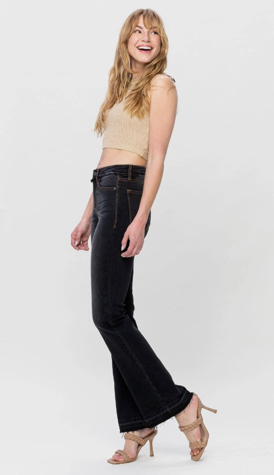Judy Blue ~ High Waist Release Hem Slim Bootcut Jeans ~ Black ~ Available in CURVY!