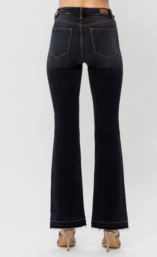 Judy Blue ~ High Waist Release Hem Slim Bootcut Jeans ~ Black ~ Available in CURVY!