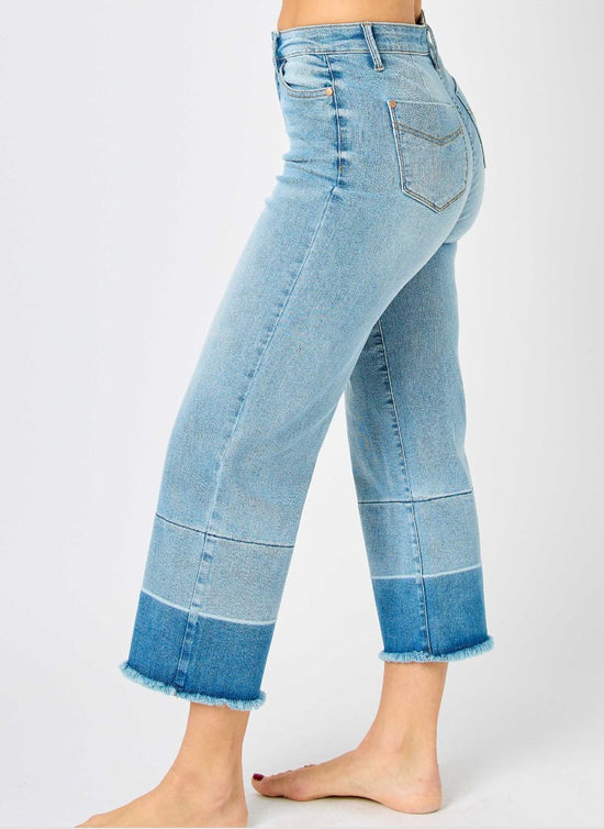 NEW ~ Spring 2024 - Judy Blue High Waist Release Hem Wide Leg Cropped Jeans ~ Style 88705 ~ Available in Curvy!