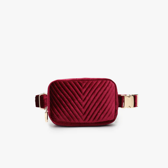 Load image into Gallery viewer, Aerin Velvet Quilted Belt Bag - BERRY!
