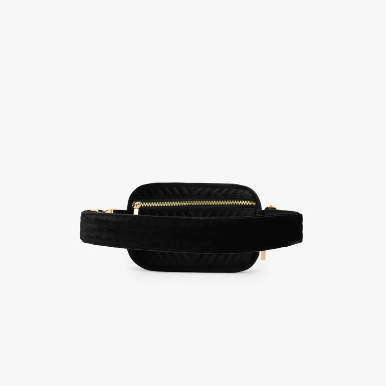 Aerin Velvet Quilted Belt Bag - BLACK!