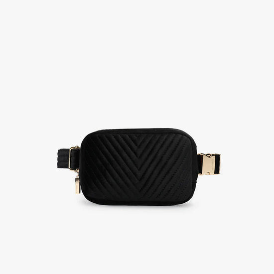 Aerin Velvet Quilted Belt Bag - BLACK!