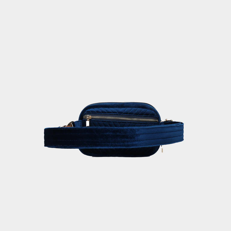 Load image into Gallery viewer, Aerin Velvet Quilted Belt Bag - NAVY!
