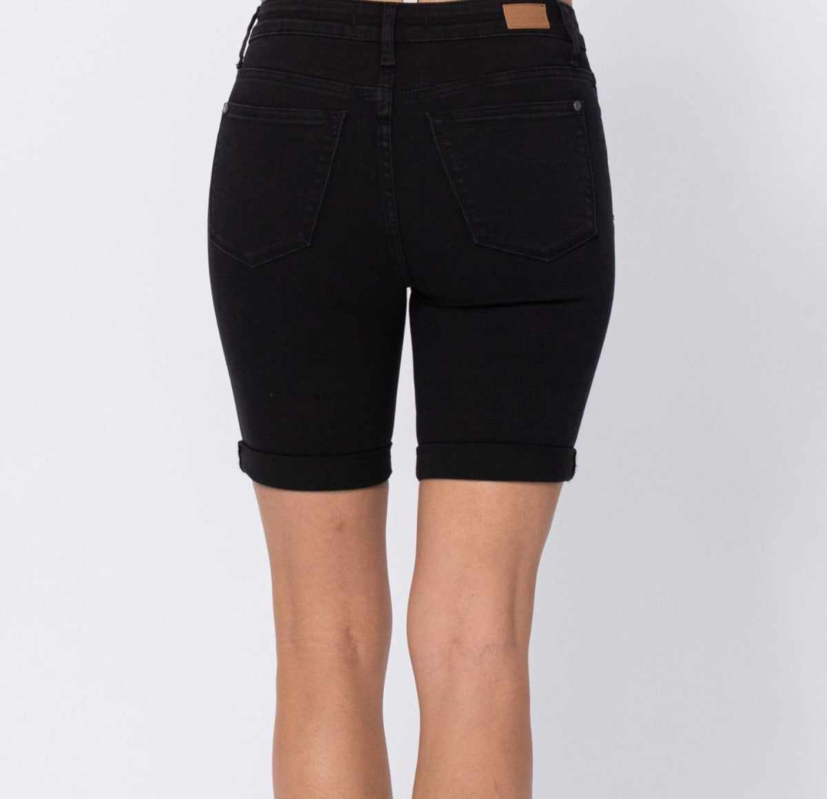 NEW ~ Judy Blue Hi-Rise Black Cuffed Bermuda Shorts - Style #150064REG