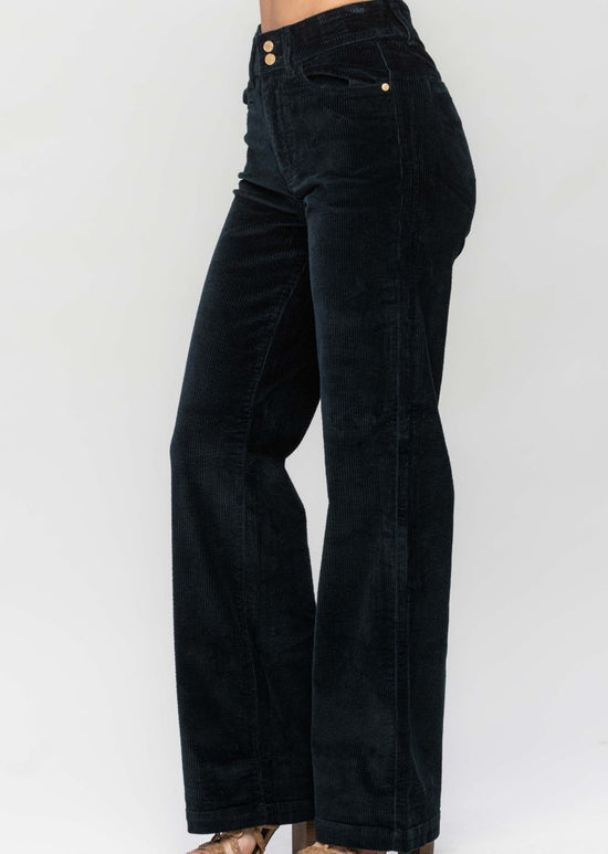 Load image into Gallery viewer, Judy Blue High Waist Overdyed Corduroy Trousers - Wide Leg - EMERALD ~ Available in CURVY!

