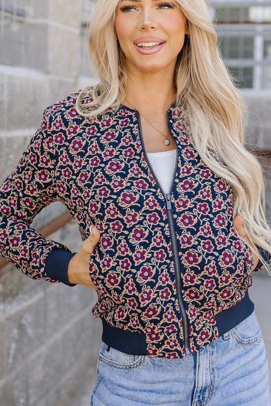 Ampersand Avenue ~ Flowerbomb-er Jacket ~ Blue ~ Available in CURVY!