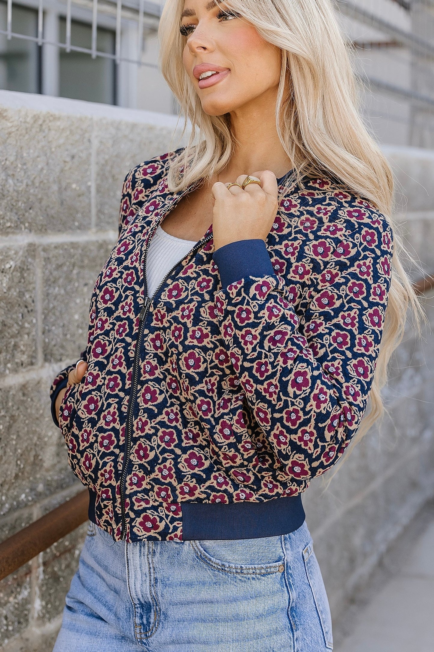 Ampersand Avenue ~ Flowerbomb-er Jacket ~ Blue ~ Available in CURVY!