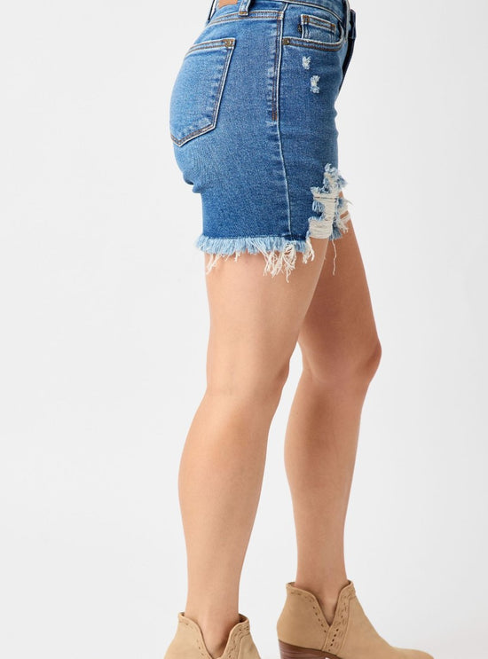 NEW ~ Judy Blue Mid Rise Destroy Fray Hem Shorts ~ Style 15280REG