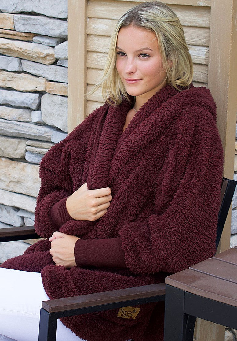 Load image into Gallery viewer, Nordic Beach ~ Chocolate Cherry Hooded Body Wrap
