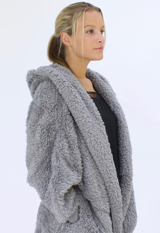 Load image into Gallery viewer, Nordic Beach ~ Grey Kitten Hooded Body Wrap
