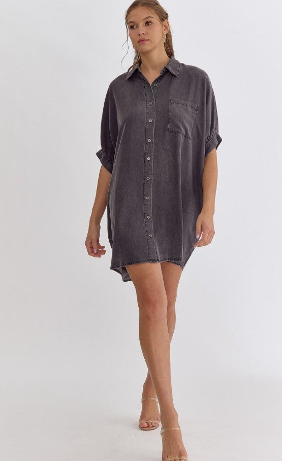 NEW ~  Entro Soft Lightweight "Denim" Mini Dress ~ Vintage Black!