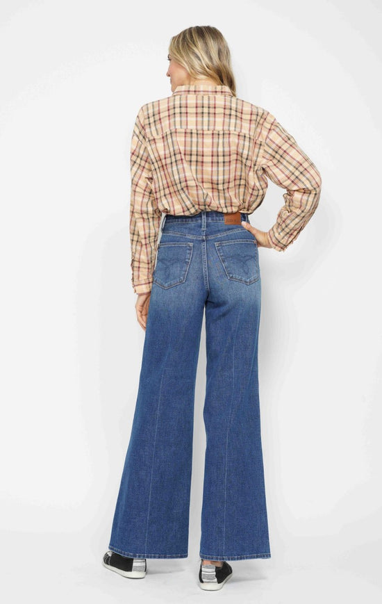 Judy Blue ~ Dark Wash High Waist Tummy Control Retro Wide Jeans ~ Available in Sizes 5-15!