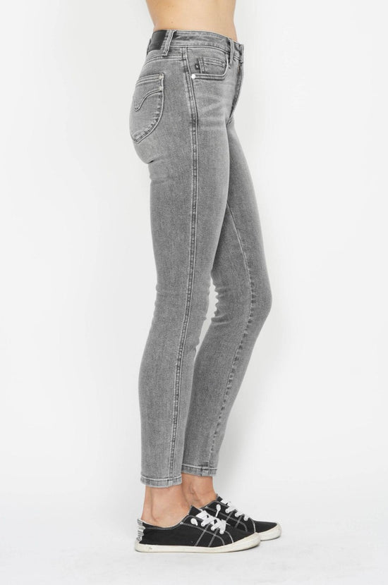 Judy Blue GRAY Mid-Rise Tummy Control Shield Pockets Skinny Jeans ~ Available in Sizes 5-15!