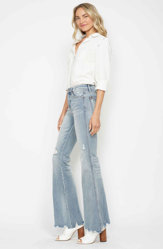 Judy Blue Medium Wash Mid-Rise Tummy Control Destroy Flare Jeans ~ Available in Sizes 5-13!