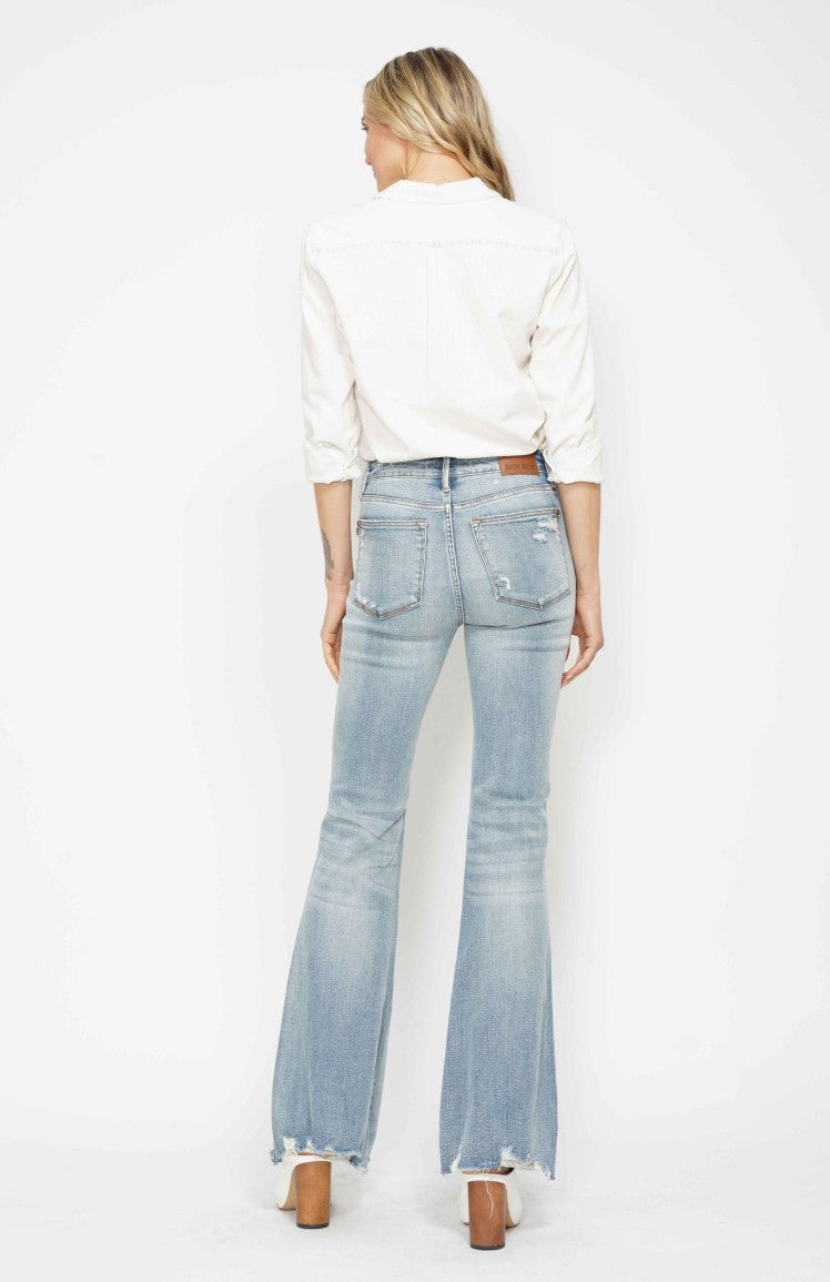 Judy Blue Medium Wash Mid-Rise Tummy Control Destroy Flare Jeans ~ Available in Sizes 5-13!