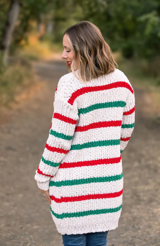 Michelle Mae ~ Snuggly Soft - Christmas Stripe Cardigan ~ Available in Size Small - 4XL!