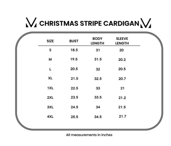 Michelle Mae ~ Snuggly Soft - Christmas Stripe Cardigan ~ Available in Size Small - 4XL!