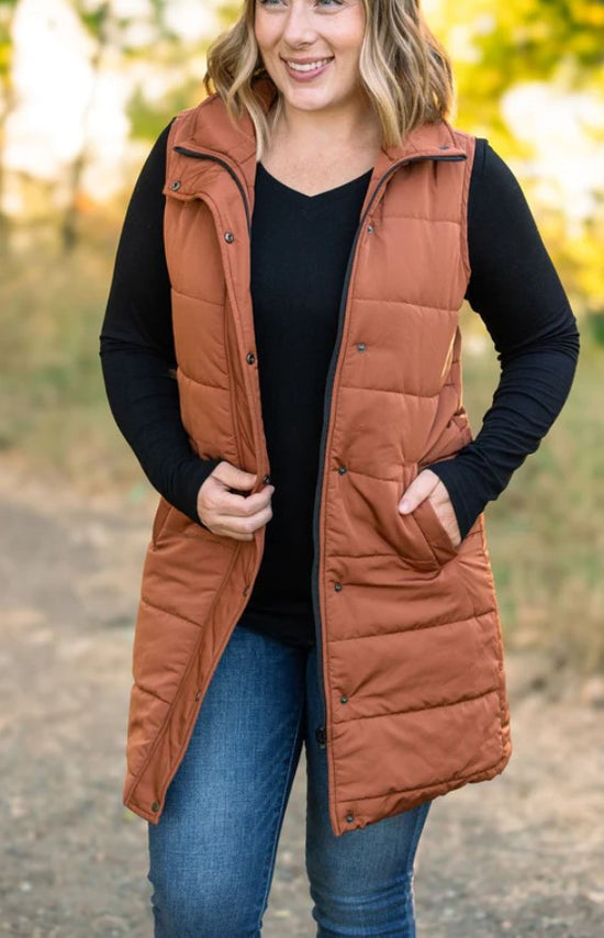 Michelle Mae ~ Harlow Long Vest in Cinnamon ~ Available in Size Small - 4XL!