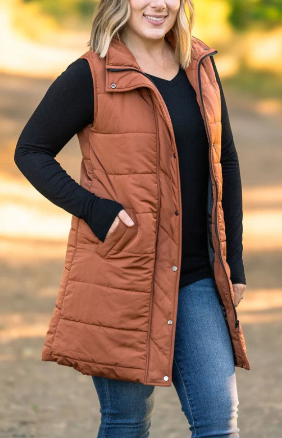 Michelle Mae ~ Harlow Long Vest in Cinnamon ~ Available in Size Small - 4XL!