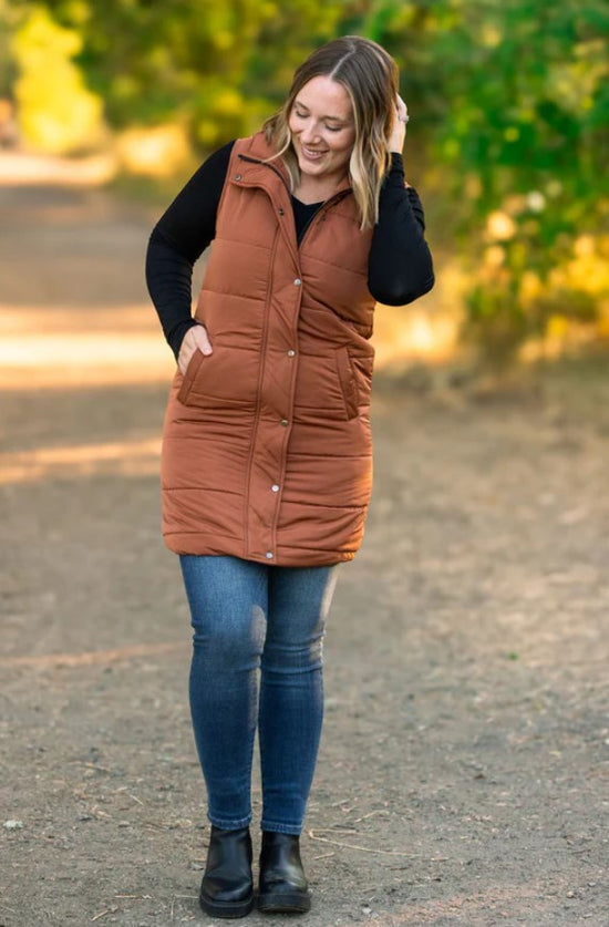 Michelle Mae ~ Harlow Long Vest in Cinnamon ~ Available in Size Small - 4XL!