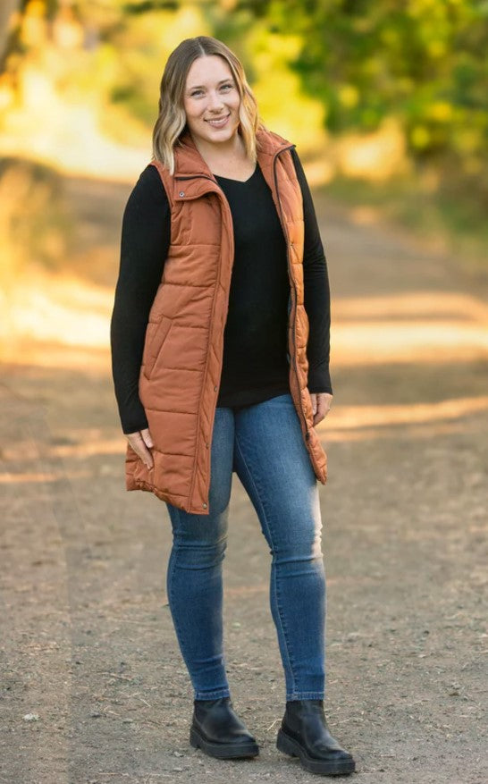 Michelle Mae ~ Harlow Long Vest in Cinnamon ~ Available in Size Small - 4XL!