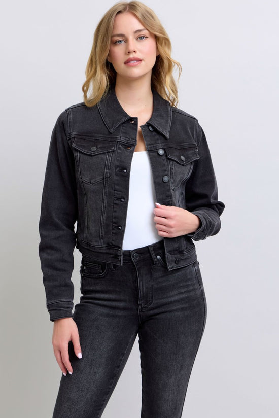 Judy Blue Denim Classic Denim Jacket ~ Style 7878 ~ Vintage Black