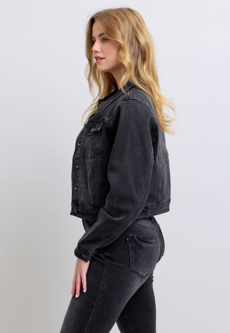 Judy Blue Denim Classic Denim Jacket ~ Style 7878 ~ Vintage Black