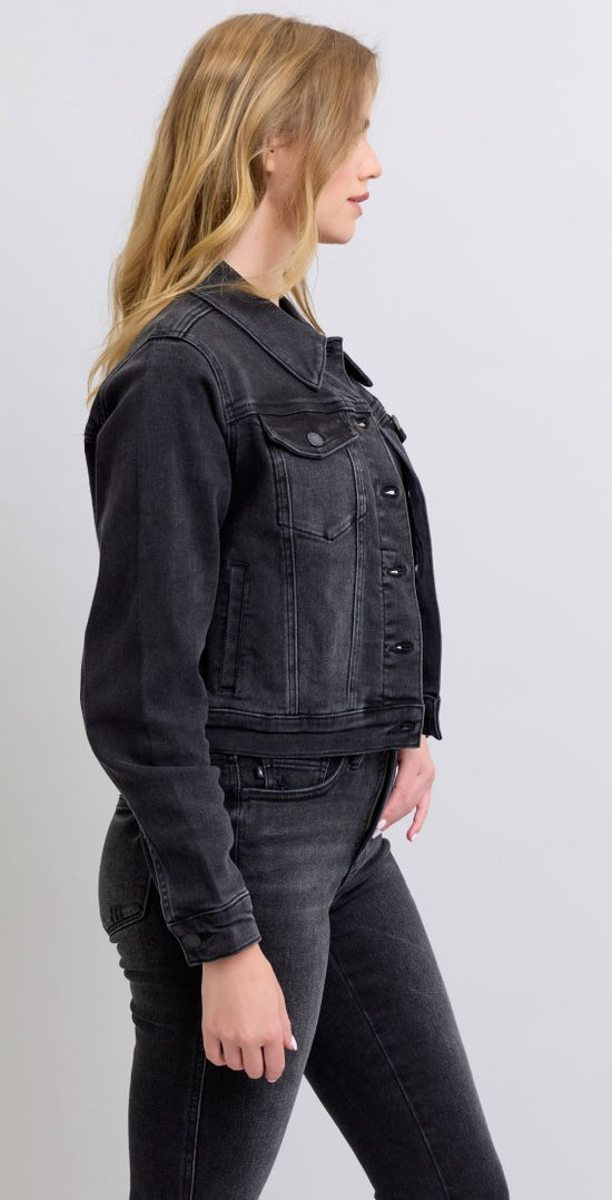 Judy Blue Denim Classic Denim Jacket ~ Style 7878 ~ Vintage Black