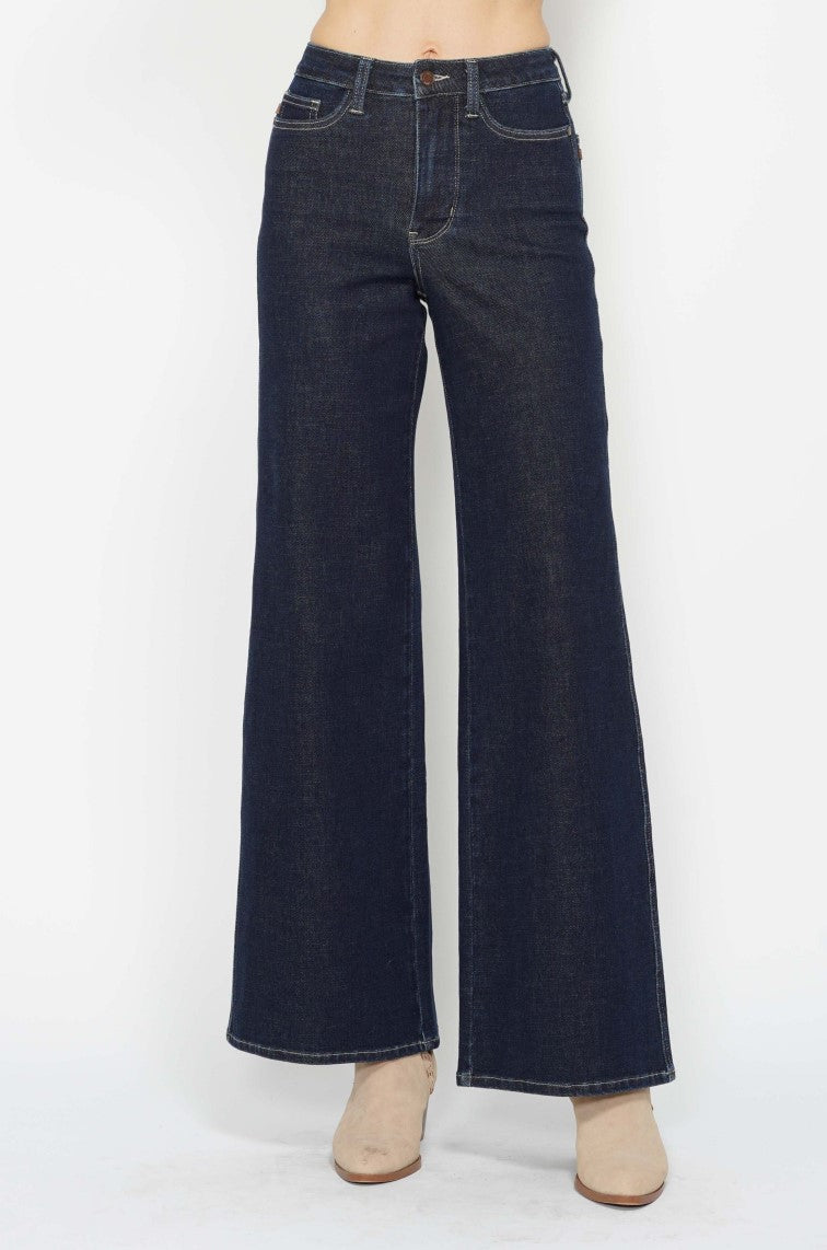 NEW - JUDY BLUE - Dark Rinse High Waist Tummy Control Retro Wide Leg Jeans ~ Style 88849~ Available in Sizes 3-15!