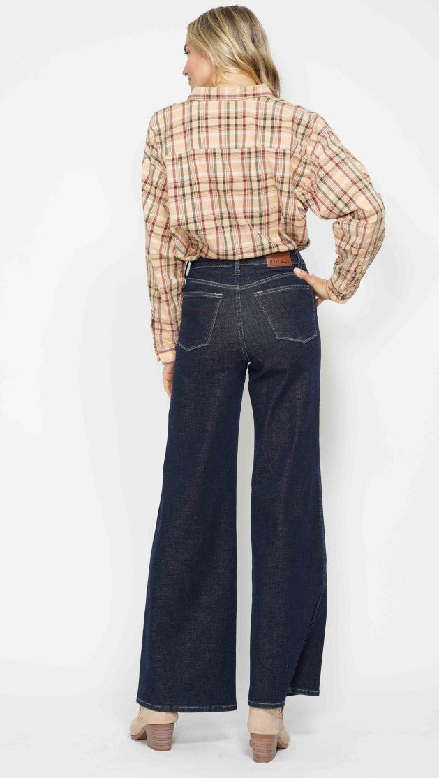 NEW - JUDY BLUE - Dark Rinse High Waist Tummy Control Retro Wide Leg Jeans ~ Style 88849~ Available in Sizes 3-15!