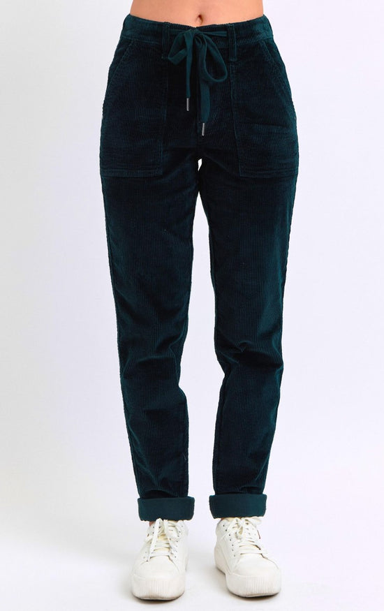 NEW - JUDY BLUE - High Waisted Emerald Green Corduroy Cuffed Joggers ~ Style 88863~ Available in Sizes 1-15!