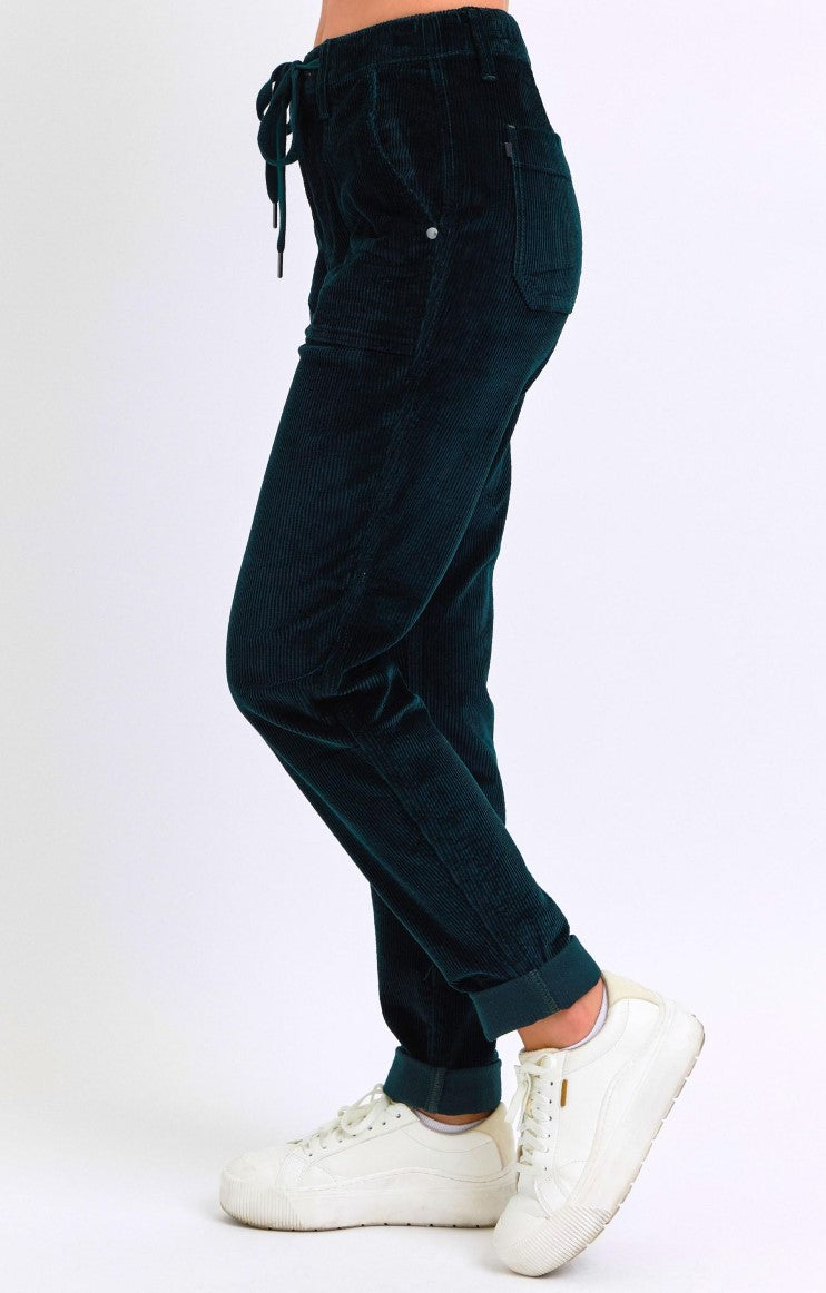 NEW - JUDY BLUE - High Waisted Emerald Green Corduroy Cuffed Joggers ~ Style 88863~ Available in Sizes 1-15!