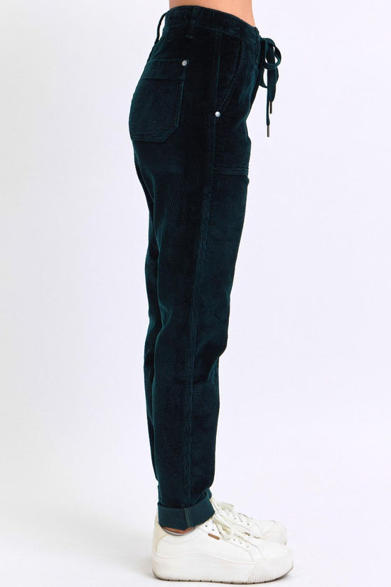 NEW - JUDY BLUE - High Waisted Emerald Green Corduroy Cuffed Joggers ~ Style 88863~ Available in Sizes 1-15!