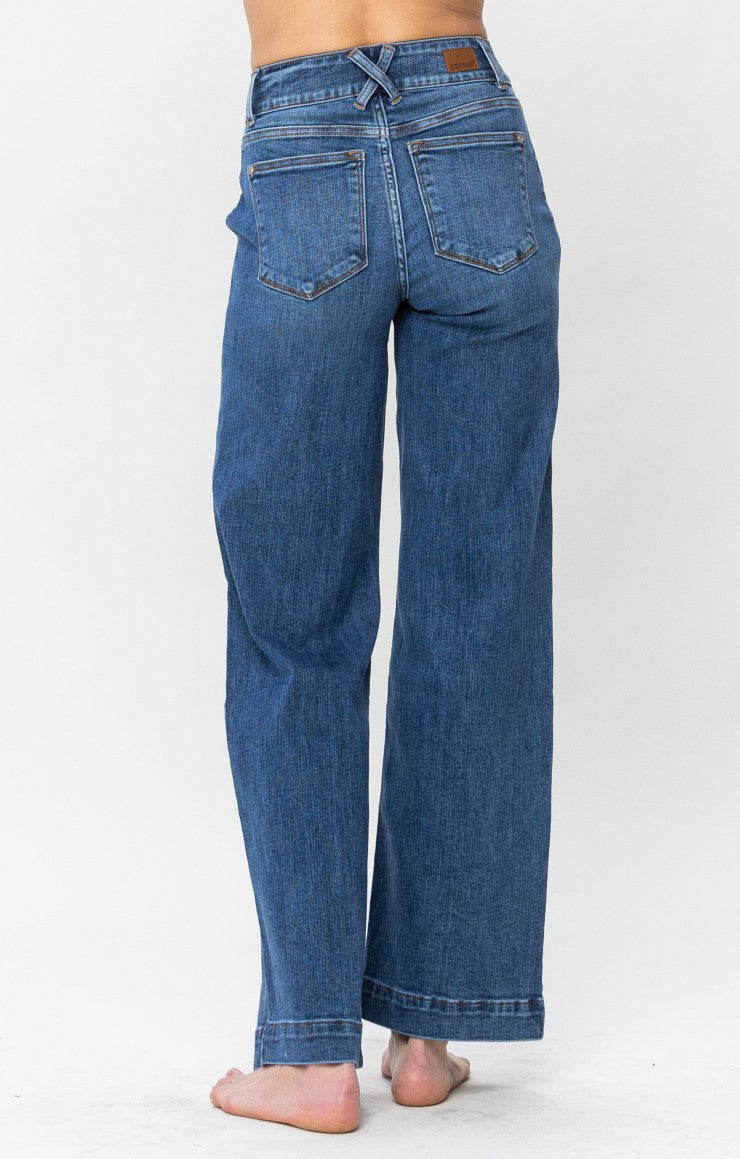 BESTSELLER! Judy Blue High Rise Double Button Wide Leg Jeans