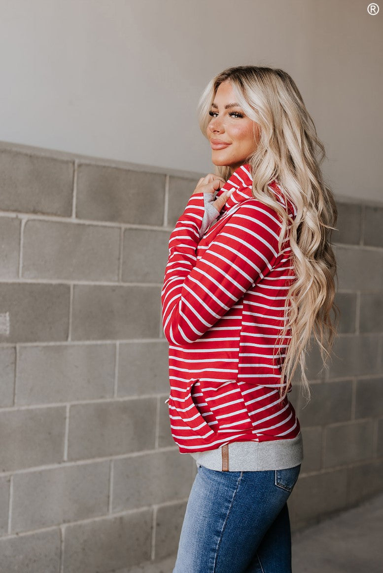 NEW - Ampersand Avenue ~ Doublehood Sweatshirt - Peppermint Stripe ~ Available in CURVY!